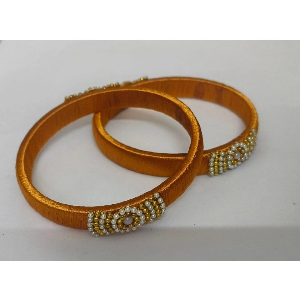 Generic Women's Plastic Silk Thread Bangles (Light Brown, Size: 2.1)