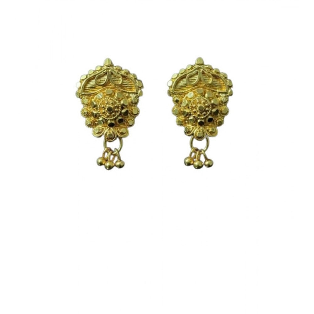 Generic Women's Pack of_2 Brass Gold-Plated Earrings (Gold)