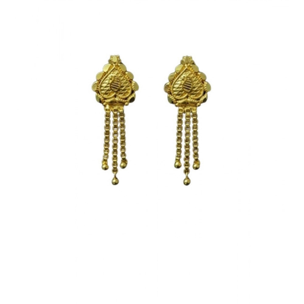 Generic Women's Pack of_2 Brass Gold-Plated Earrings (Gold)