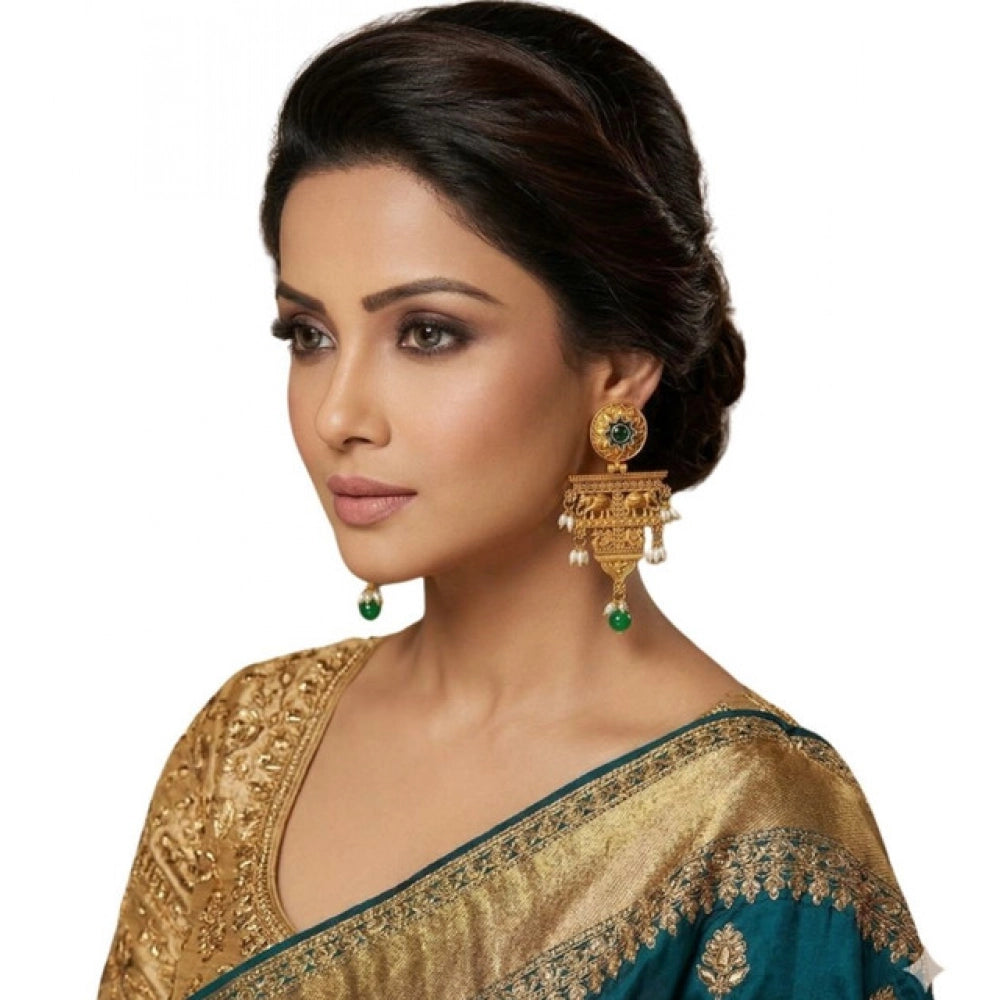 Generic Women's Zinc Alloy Gold Plated Chandelier Earrings (Multicolor)
