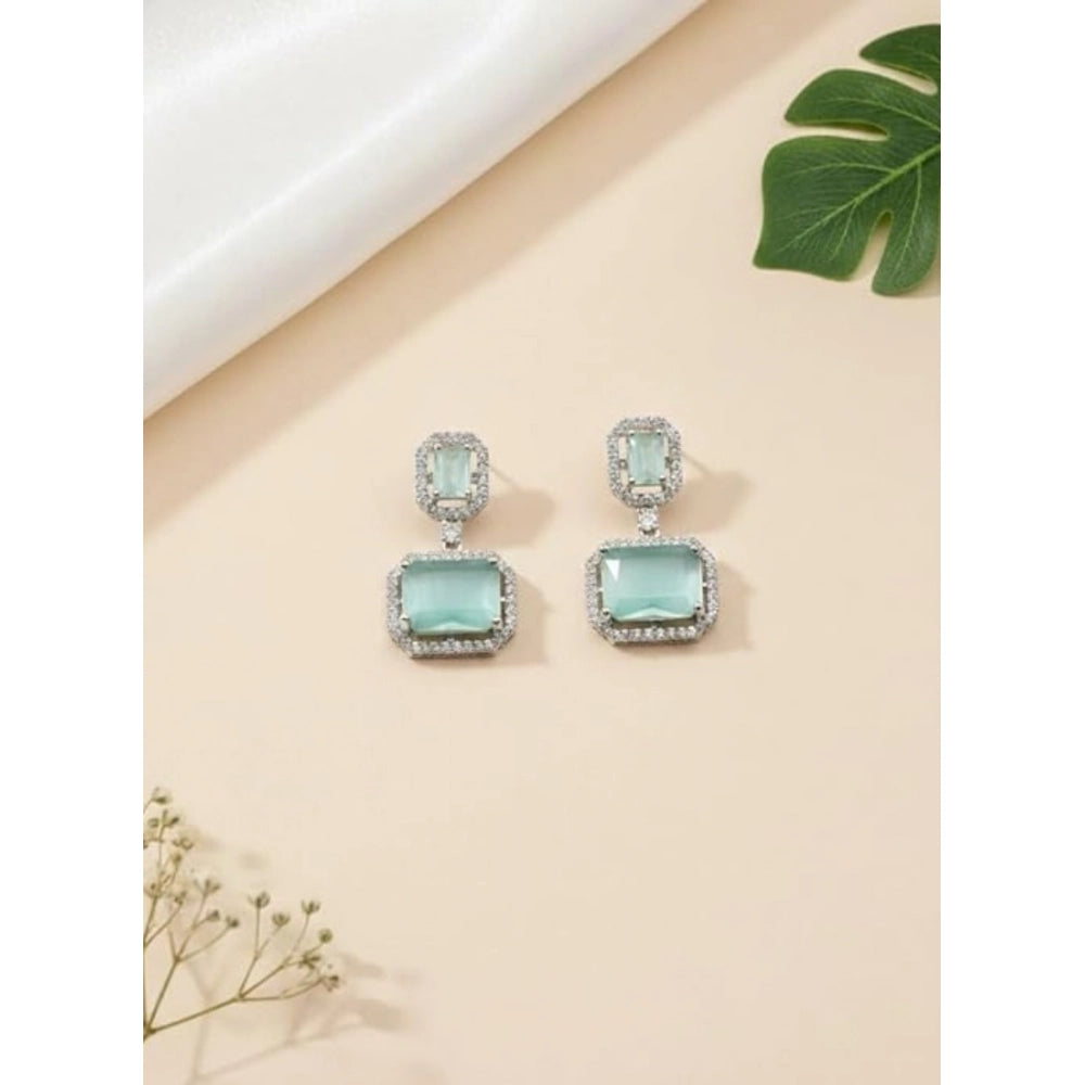 Generic Women's Brass Silver Plated Drop Earrings (Turquoise)