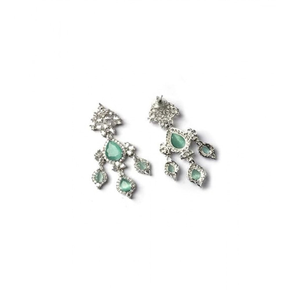 Generic Women's Brass Silver Plated Drop Earrings (Turquoise)