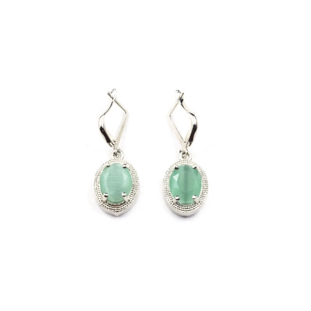Generic Women's Brass Silver Plated Pendant Set (Turquoise)