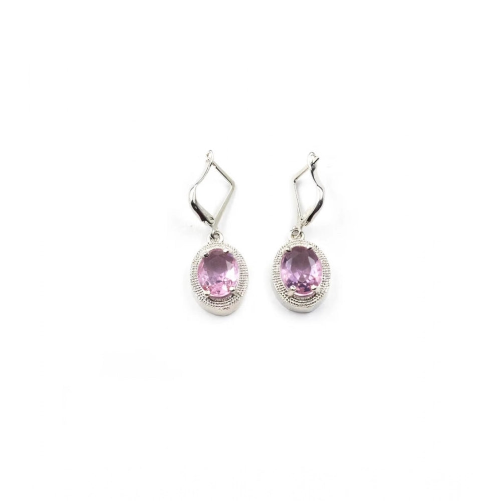 Generic Women's Brass Silver Plated Pendant Set (Pink)