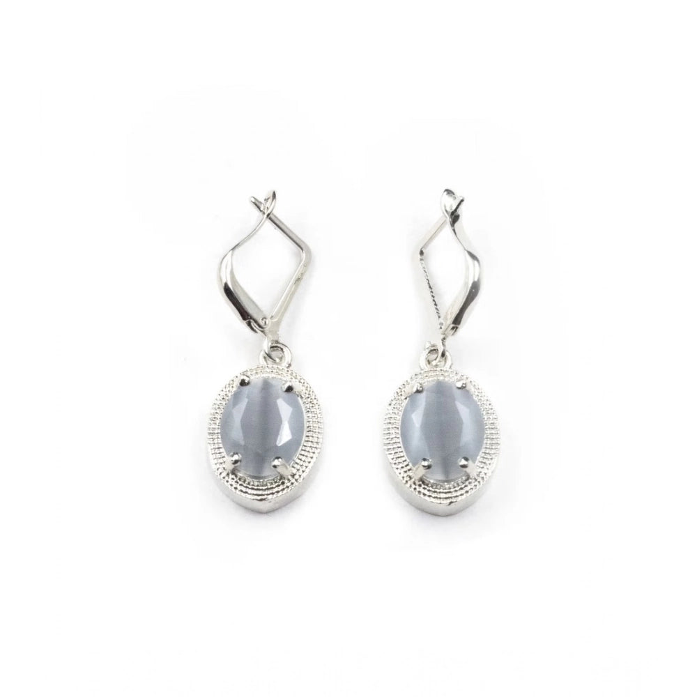 Generic Women's Brass Silver Plated Pendant Set (Grey)