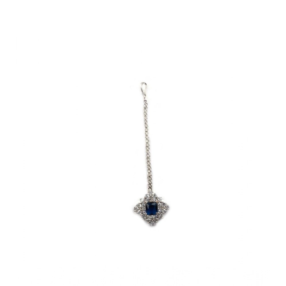 Generic Women's Brass Silver Plated Pendant Set (Blue)