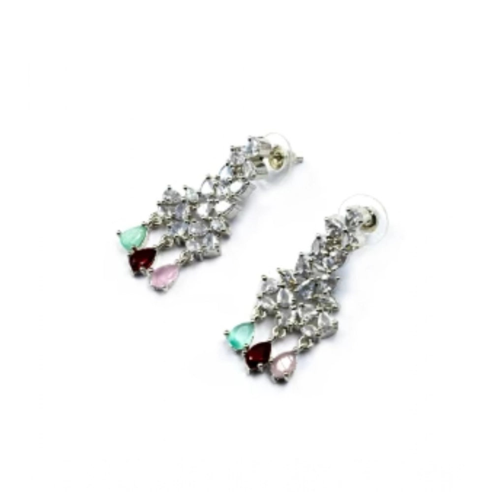 Generic Women's Brass Silver Plated Necklace set (Multicolor)