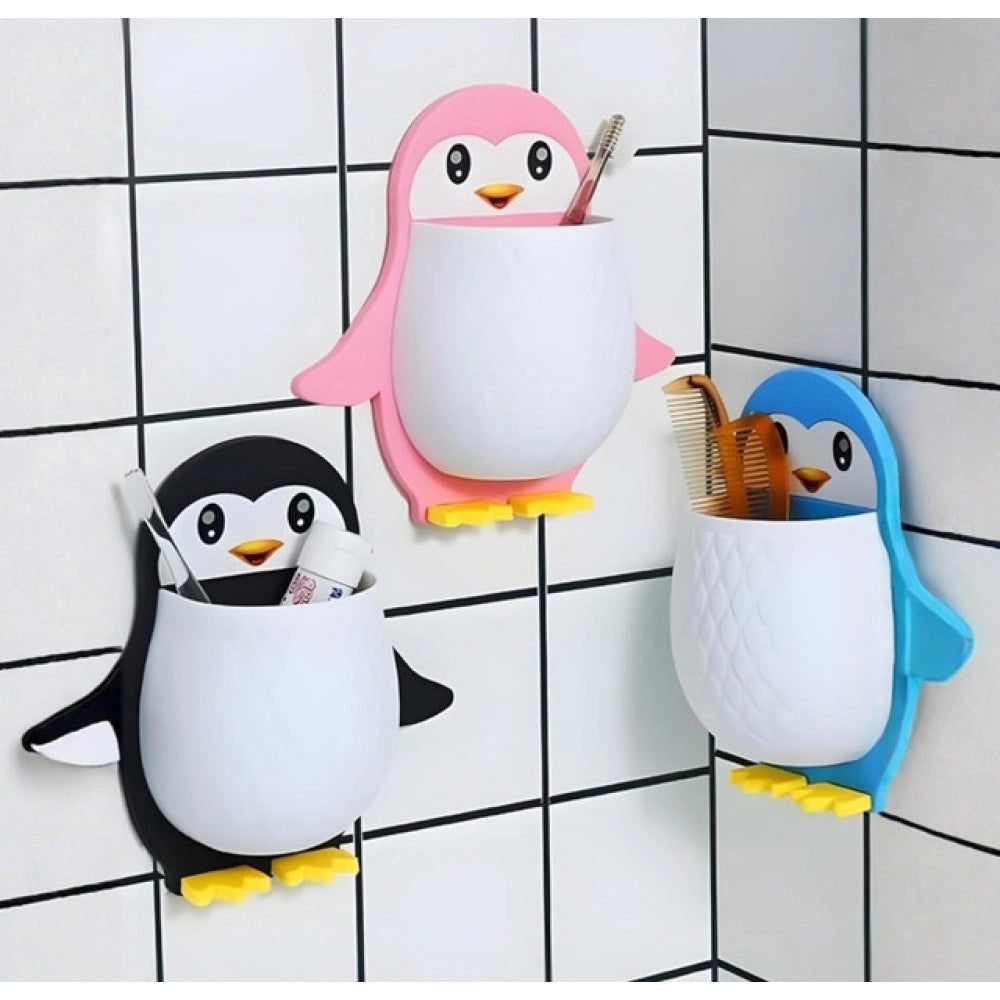 Generic Pack of 3 Wall Mounted Penguin Design Toothpaste Holder (Multicolor)