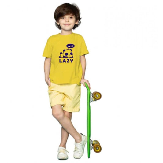 Generic Boys Cotton Lazy Half Sleeve TShirt (Mustard)