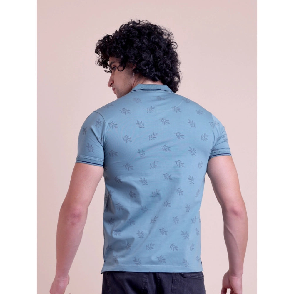 Generic Men's Casual Cotton Printed Half Sleeve Round Neck T-Shirt (Green)
