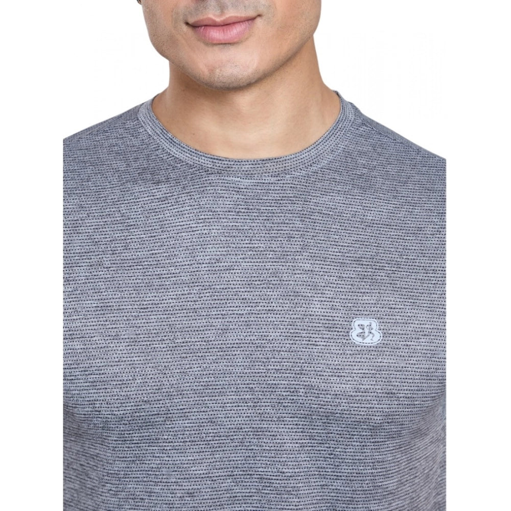 Generic Men's Casual Nylon Solid Half Sleeve Round Neck T-Shirt (Black)