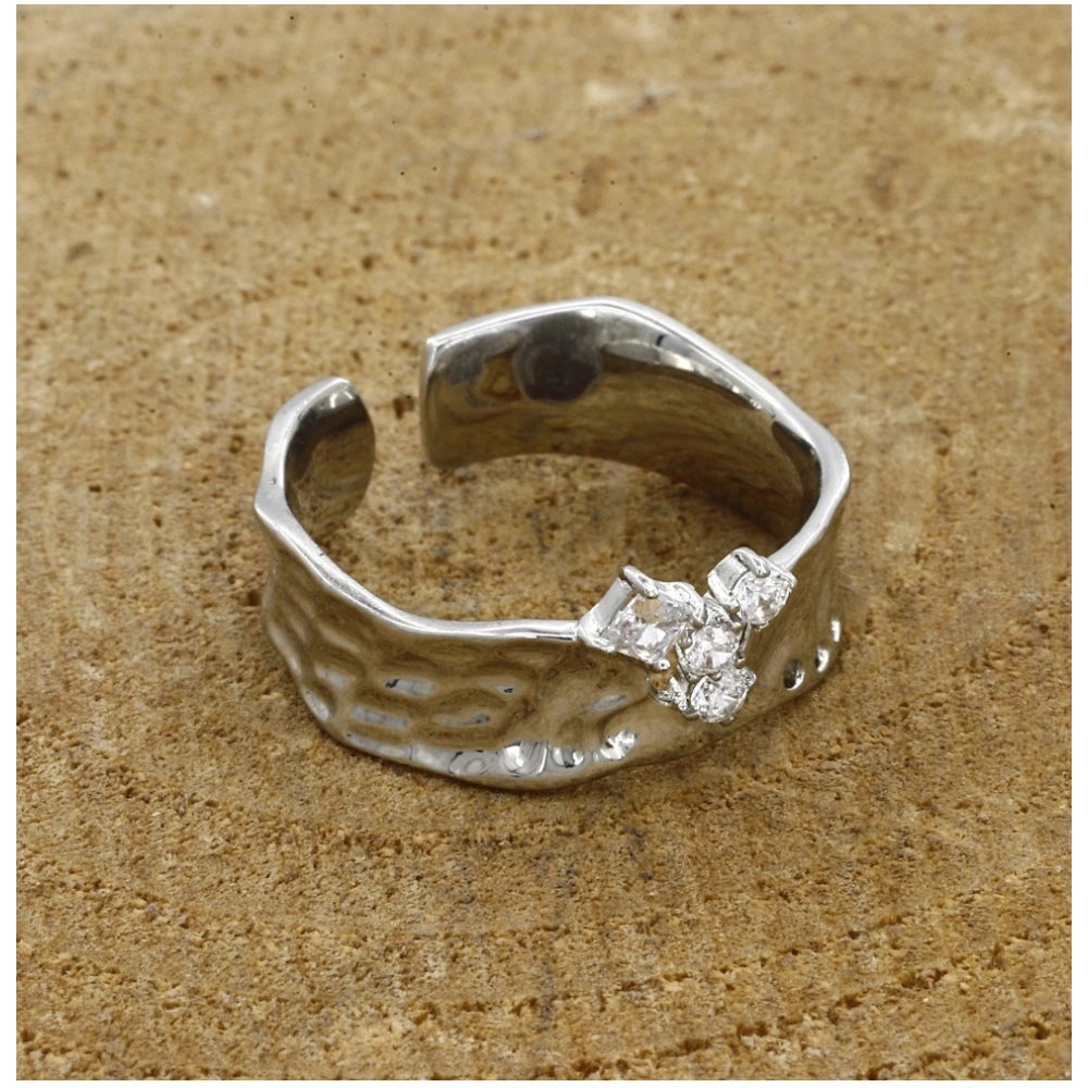 Generic Stainless Steel Silver Polish Freesize Western Finger Ring (Silver Plated)