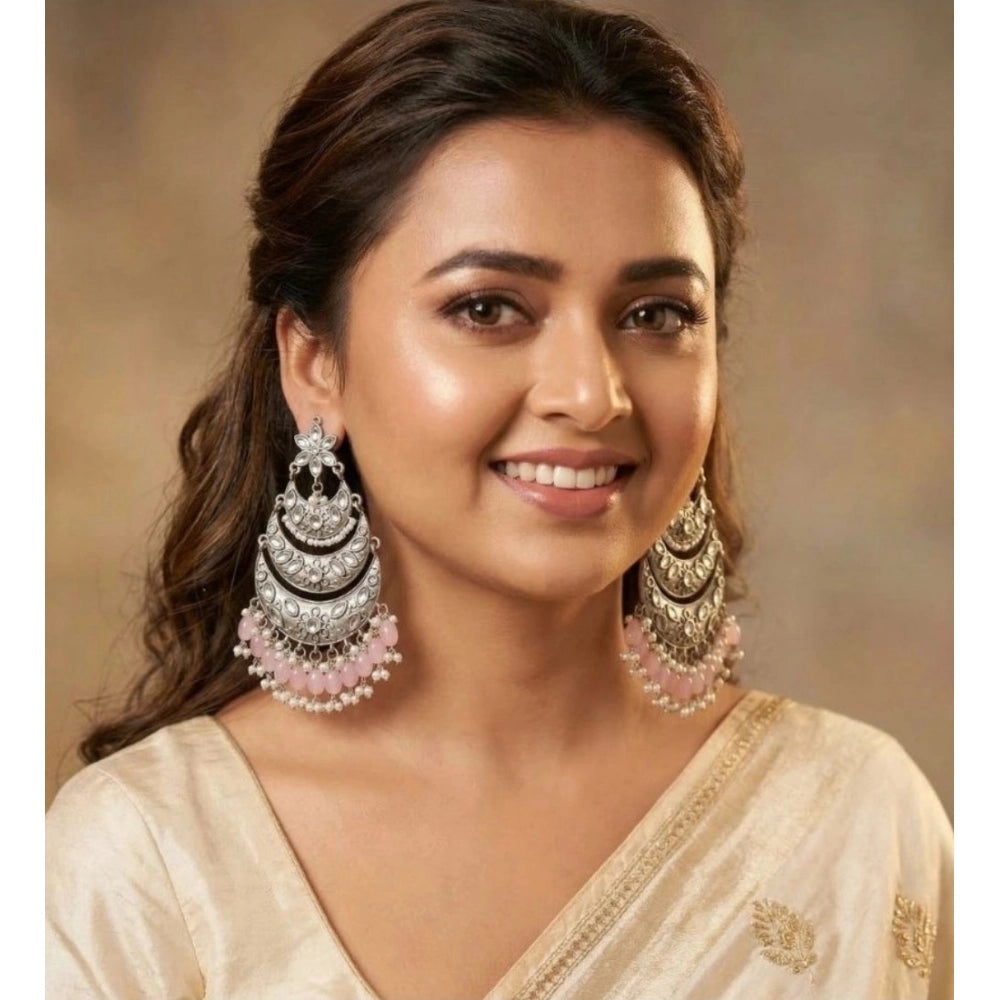 Generic Women's Zinc Alloy Gold Plated Chandbali Earrings (Multicolor)