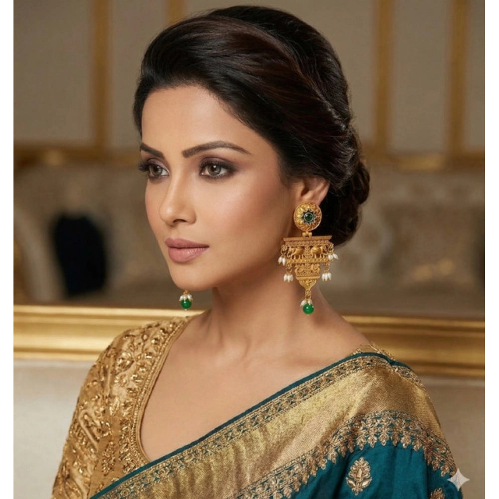Generic Women's Zinc Alloy Gold Plated Chandelier Earrings (Multicolor)