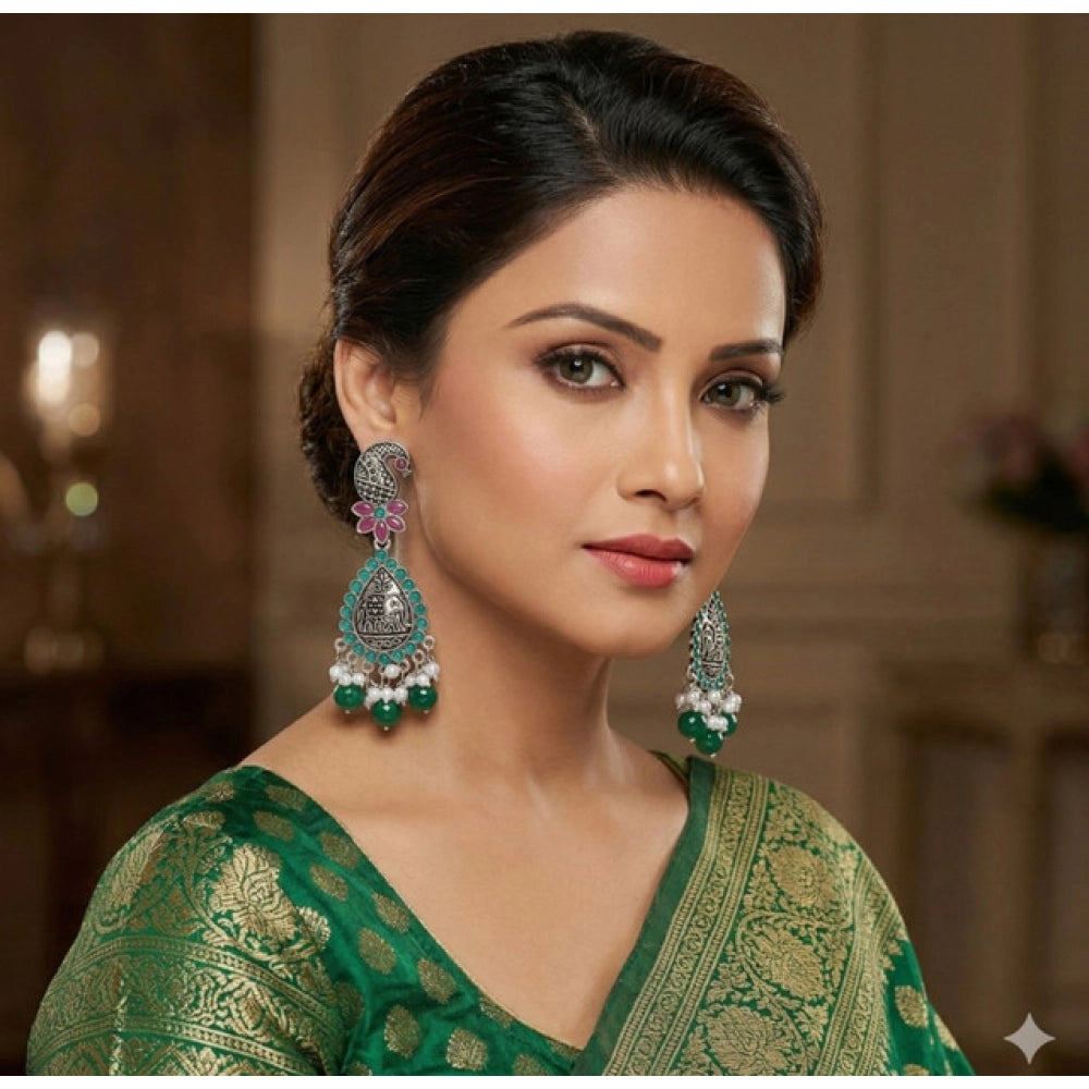 Generic Women's Zinc Alloy Gold Plated Chandbali Earrings (Multicolor)