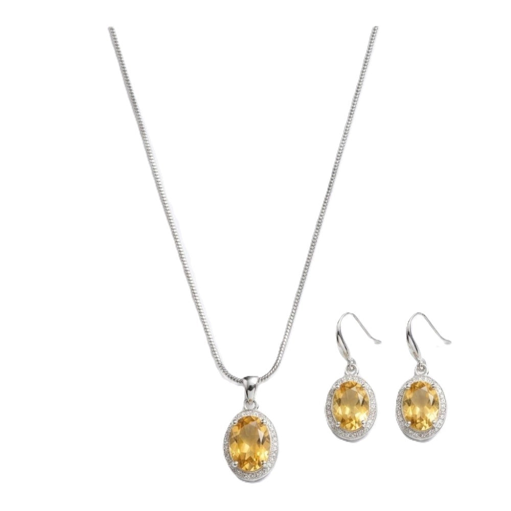 Generic Women's Brass Silver Plated Pendant Set (Yellow)
