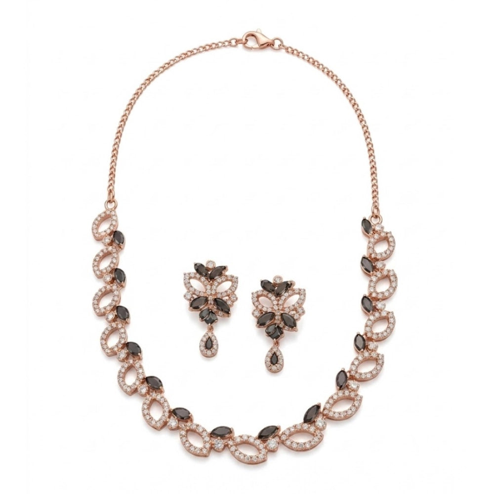 Generic Women's Brass Silver Plated Necklace set (Silver)