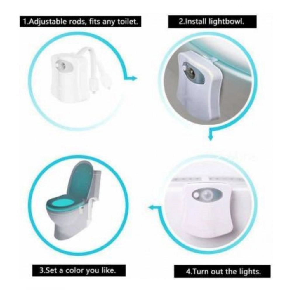Generic Pack of 2_Toilet Bowl Night Light – Motion Sensor LED Toilet Lamp (Color: Assorted )