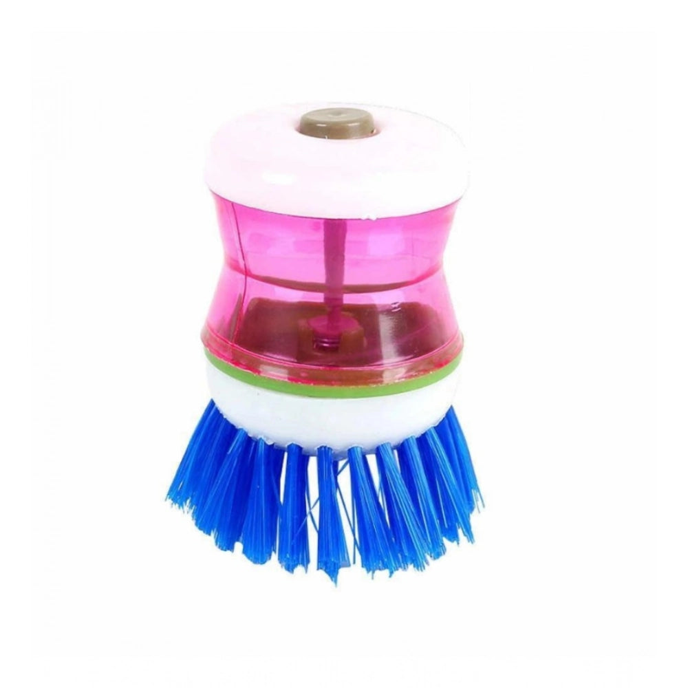Generic Pack of 4_Plastic Wash Basin Brush Cleaner with Soap Dispenser – (Color: Assorted)