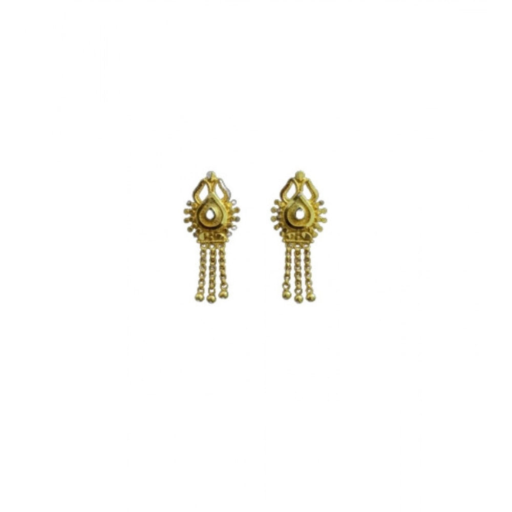 Generic Women's Pack of_2 Brass Gold-Plated Earrings (Gold)