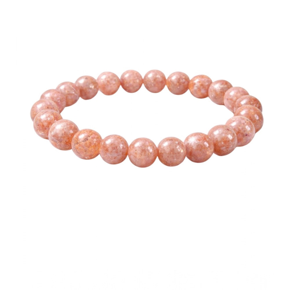 Generic Natural Crystal 8mm Sunstone Bracelet (Orange)