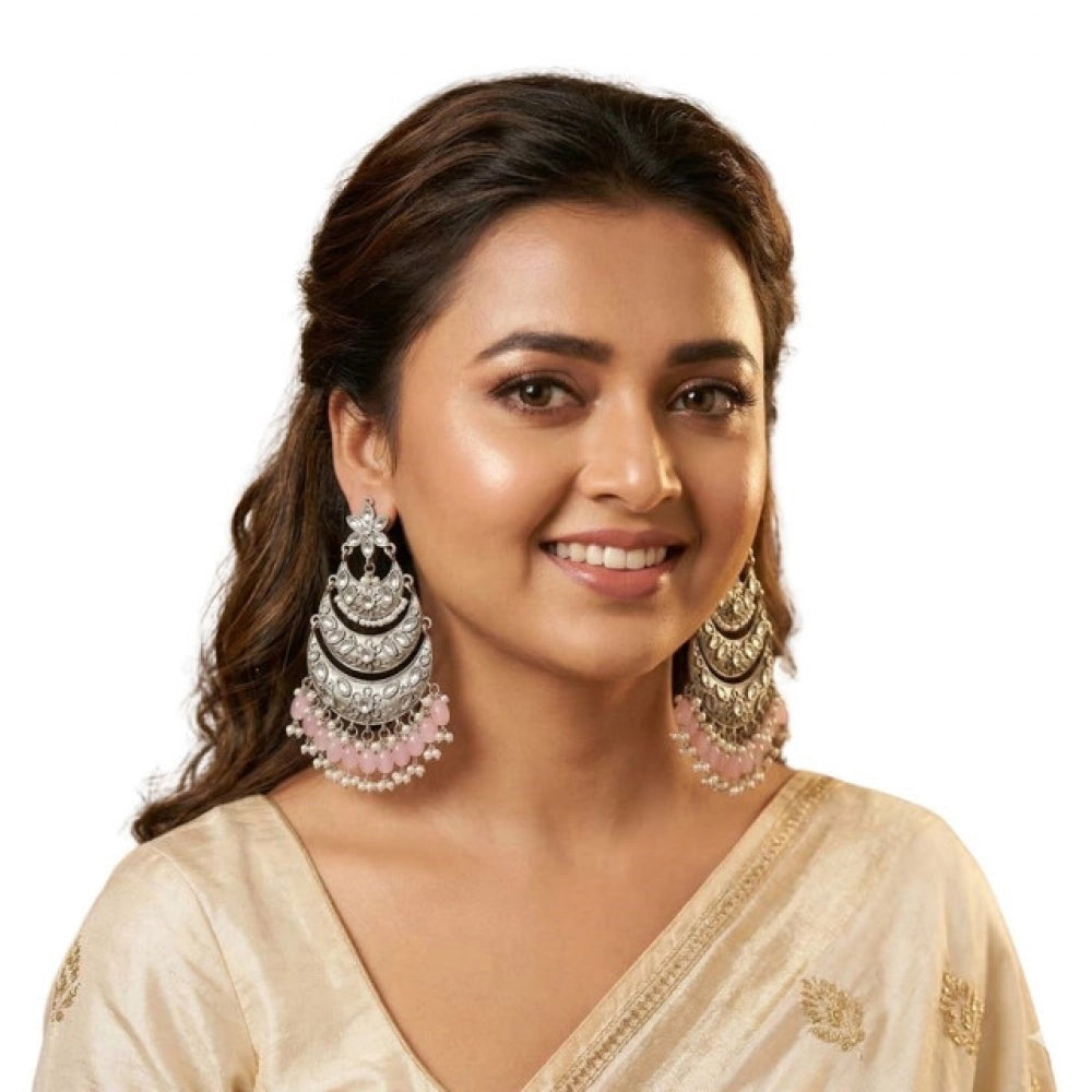 Generic Women's Zinc Alloy Gold Plated Chandbali Earrings (Multicolor)
