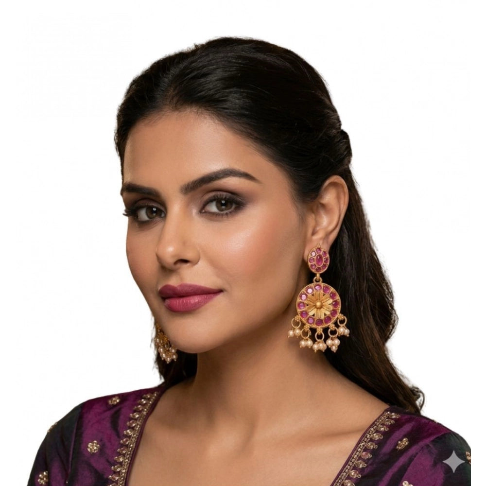 Generic Women's Zinc Alloy Gold Plated Chandbali Earrings (Multicolor)