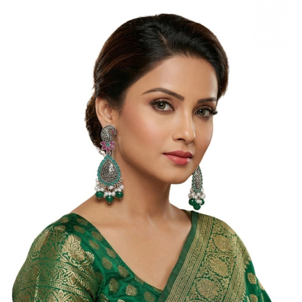Generic Women's Zinc Alloy Gold Plated Chandbali Earrings (Multicolor)