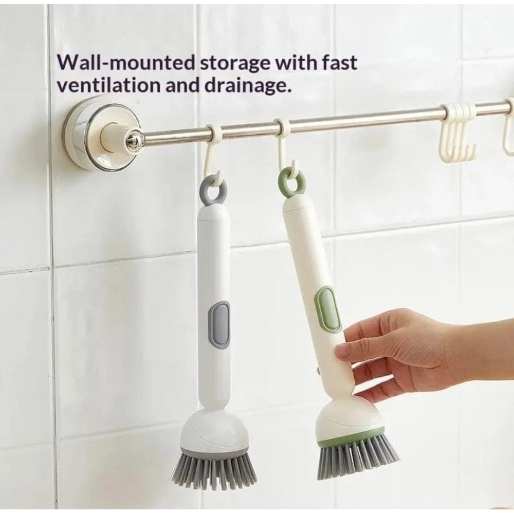 Generic TPR-Plastic Solid Electric Liquid Soap Dispensing Cleaning Brush with Handle (Grey-White)