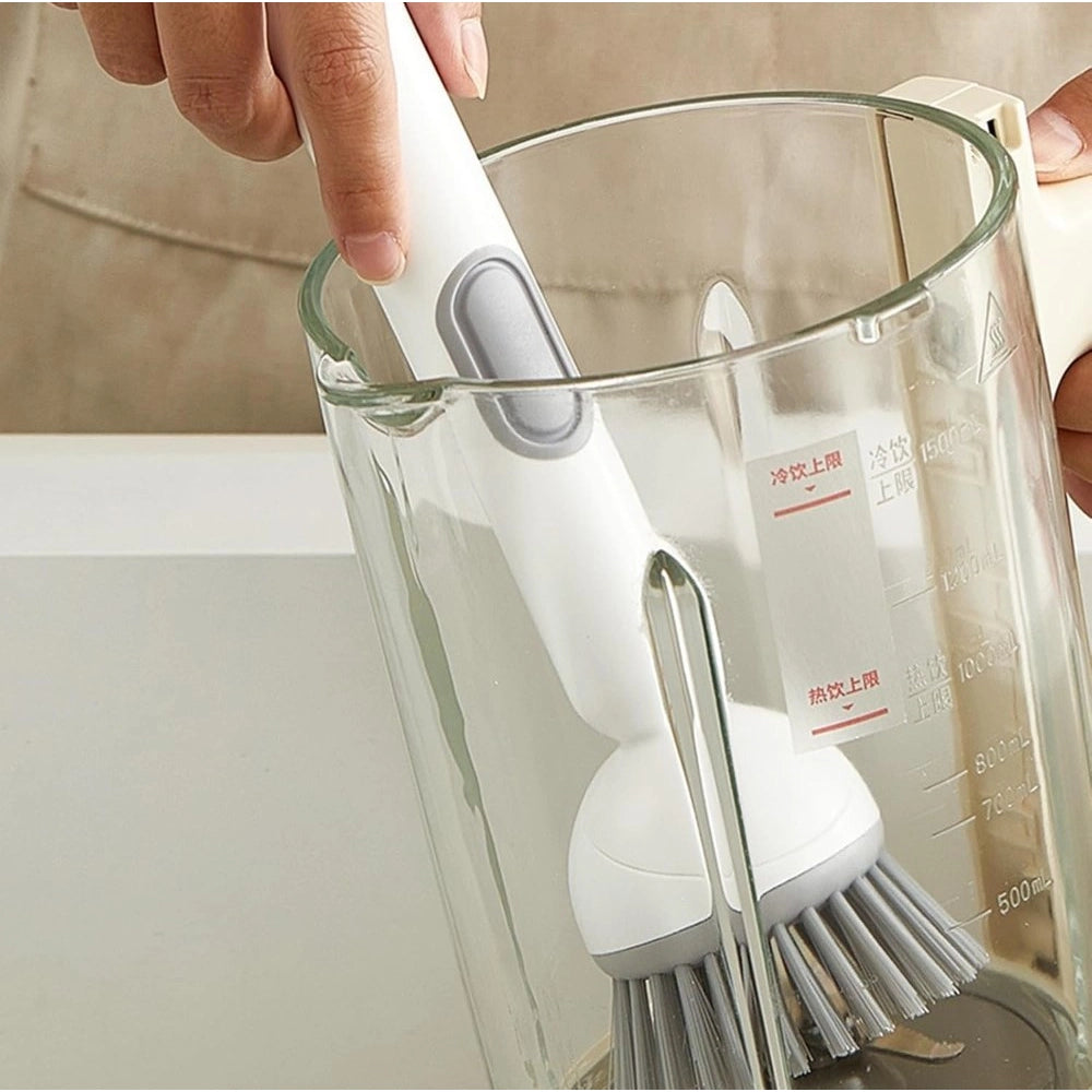 Generic TPR-Plastic Solid Electric Liquid Soap Dispensing Cleaning Brush with Handle (Grey-White)
