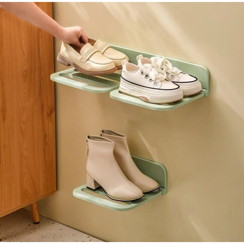 Generic Plastic Solid Wall Hanging Shoe Rack (Multicolor)
