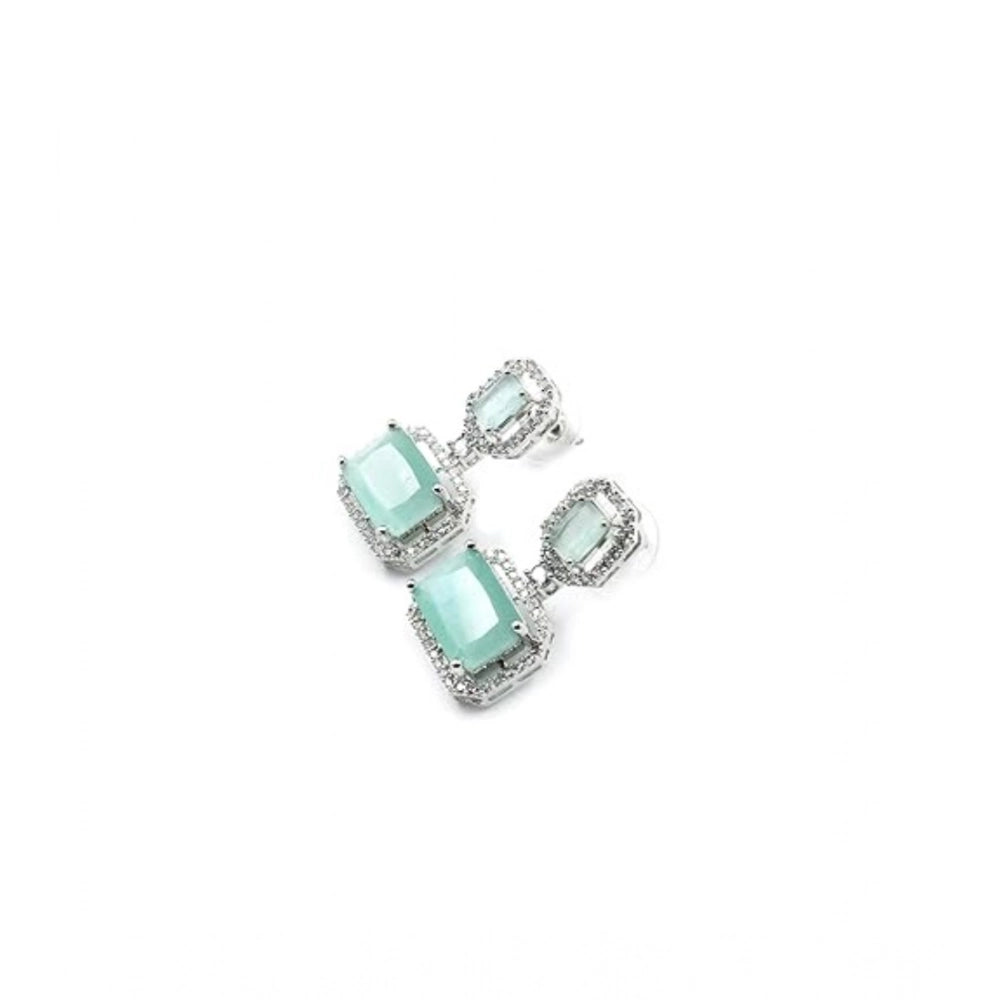 Generic Women's Brass Silver Plated Drop Earrings (Turquoise)