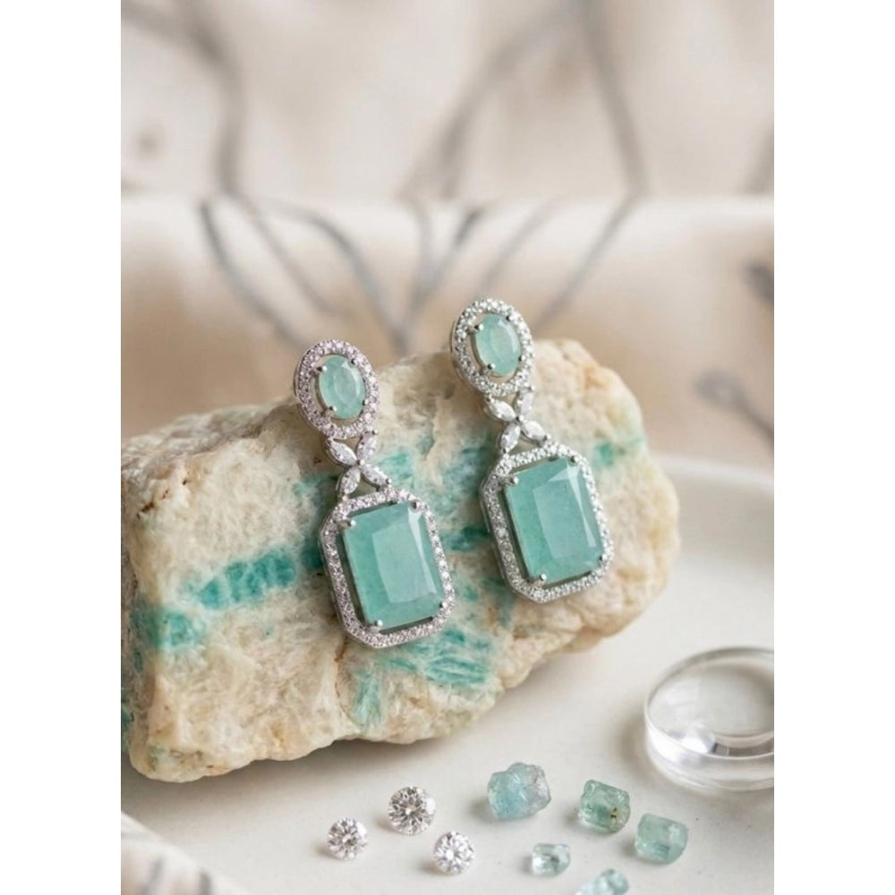 Generic Women's Brass Silver Plated Drop Earrings (Turquoise)