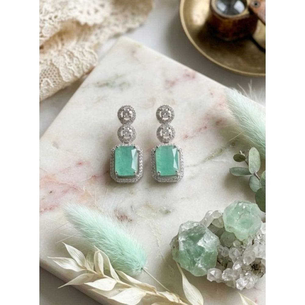 Generic Women's Brass Silver Plated Drop Earrings (Turquoise)