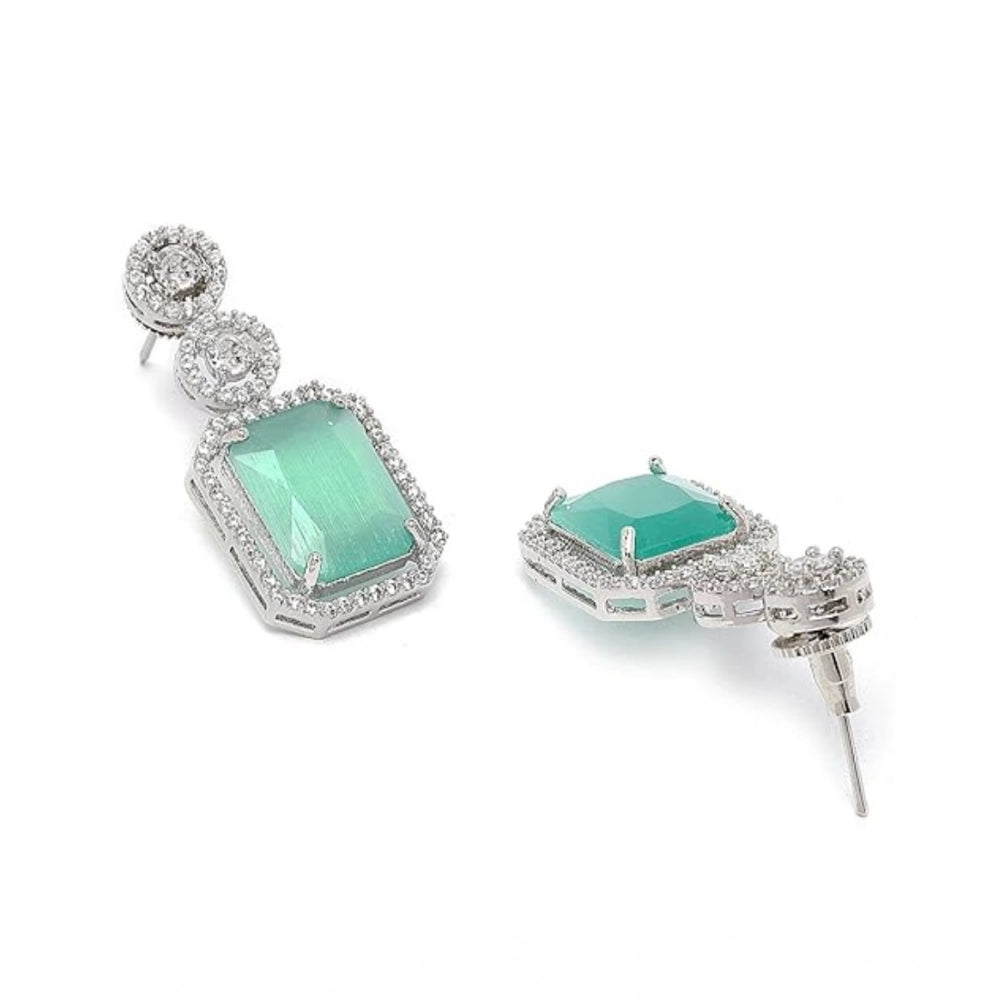 Generic Women's Brass Silver Plated Drop Earrings (Turquoise)