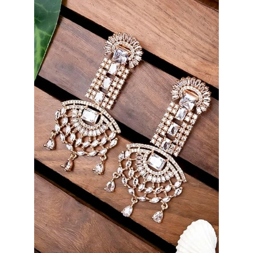 Generic Women's Brass Silver Plated Drop Earrings (White)