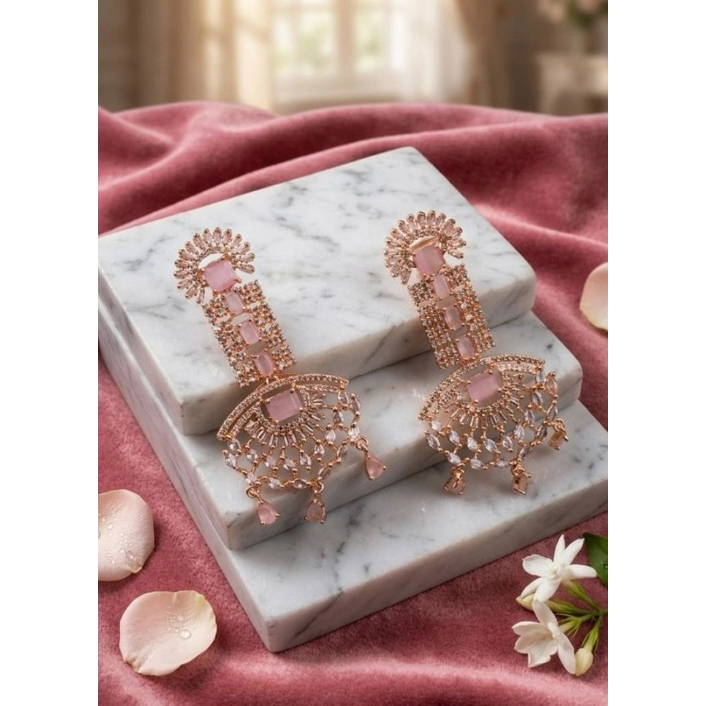 Generic Women's Brass Silver Plated Drop Earrings (Pink)