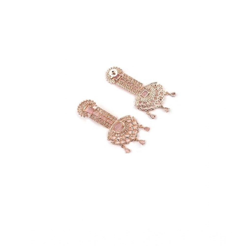 Generic Women's Brass Silver Plated Drop Earrings (Pink)