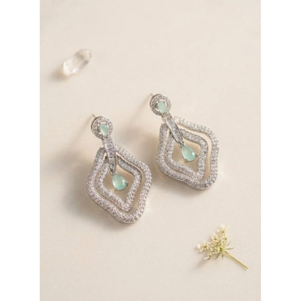 Generic Women's Brass Silver Plated Drop Earrings (Turquoise)