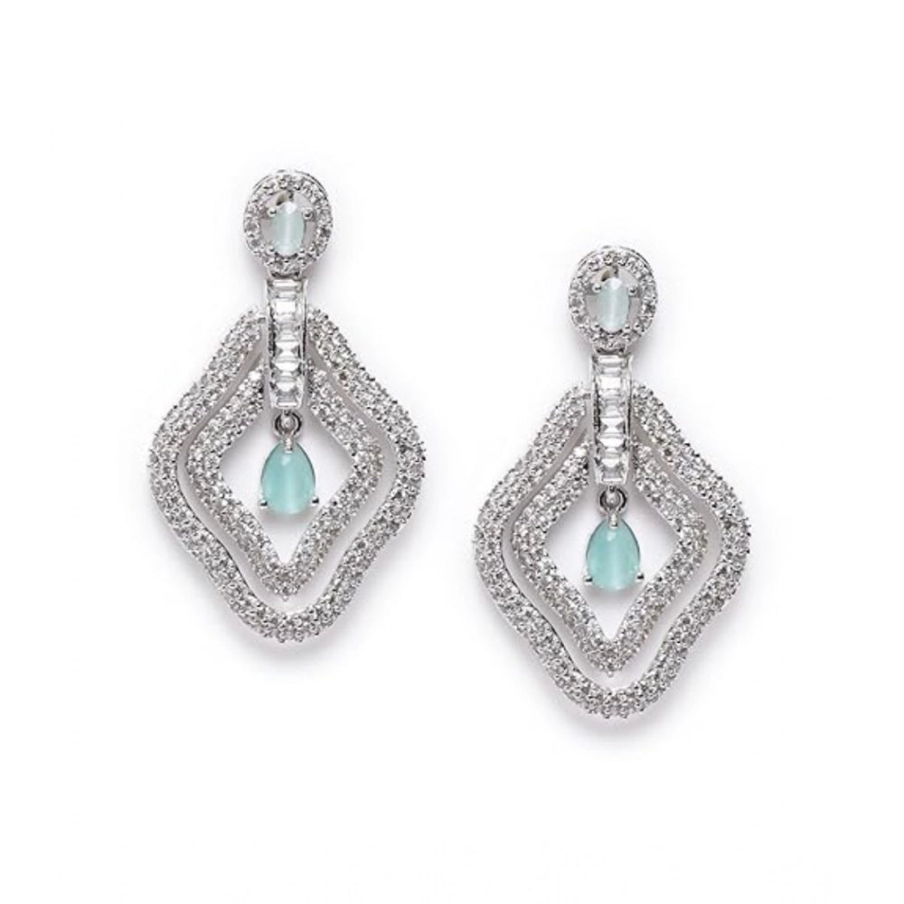Generic Women's Brass Silver Plated Drop Earrings (Turquoise)
