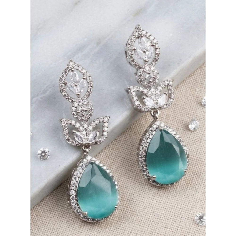 Generic Women's Brass Silver Plated Drop Earrings (Turquoise)
