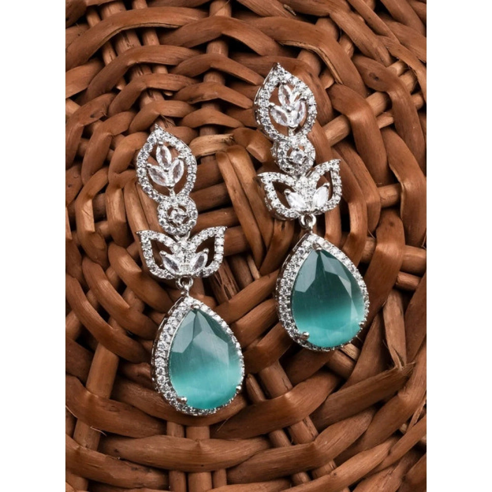 Generic Women's Brass Silver Plated Drop Earrings (Turquoise)