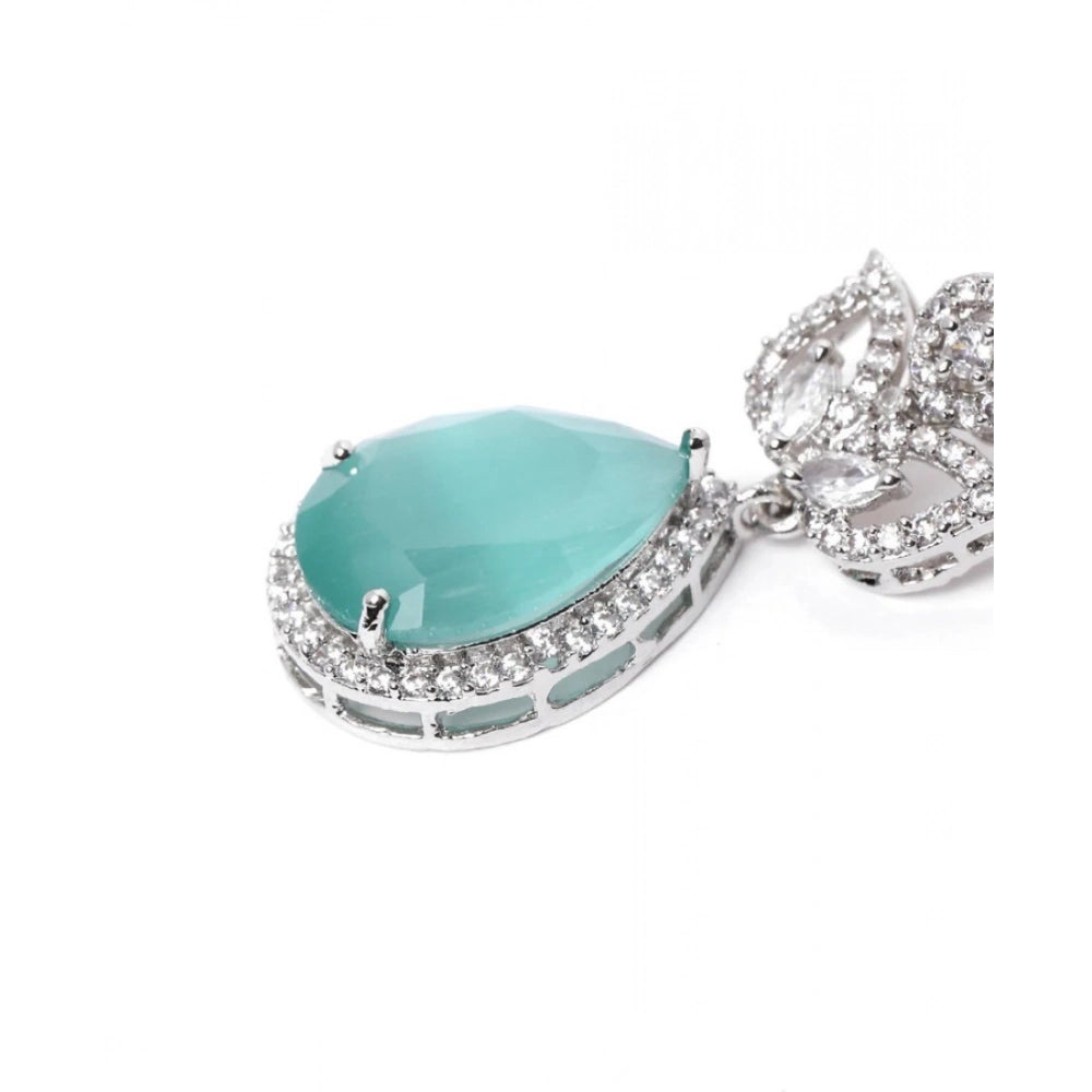 Generic Women's Brass Silver Plated Drop Earrings (Turquoise)