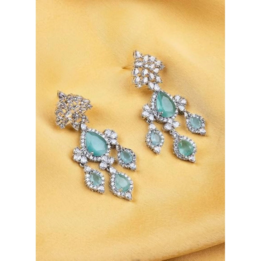Generic Women's Brass Silver Plated Drop Earrings (Turquoise)