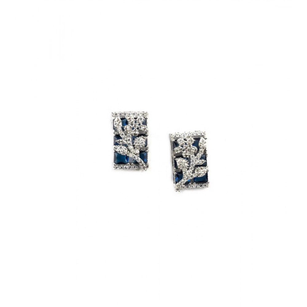 Generic Women's Brass Silver Plated Pendant Set (Blue)