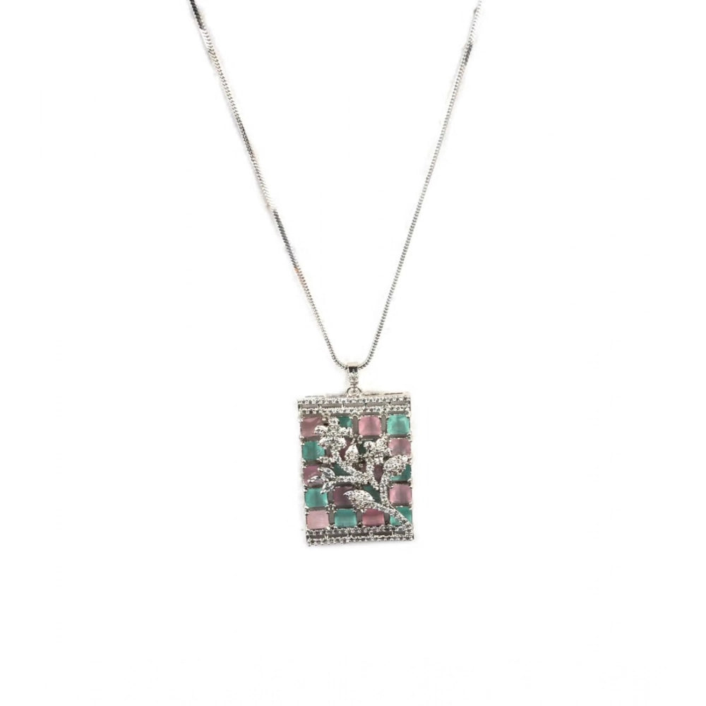 Generic Women's Brass Silver Plated Pendant Set (Multicolor)