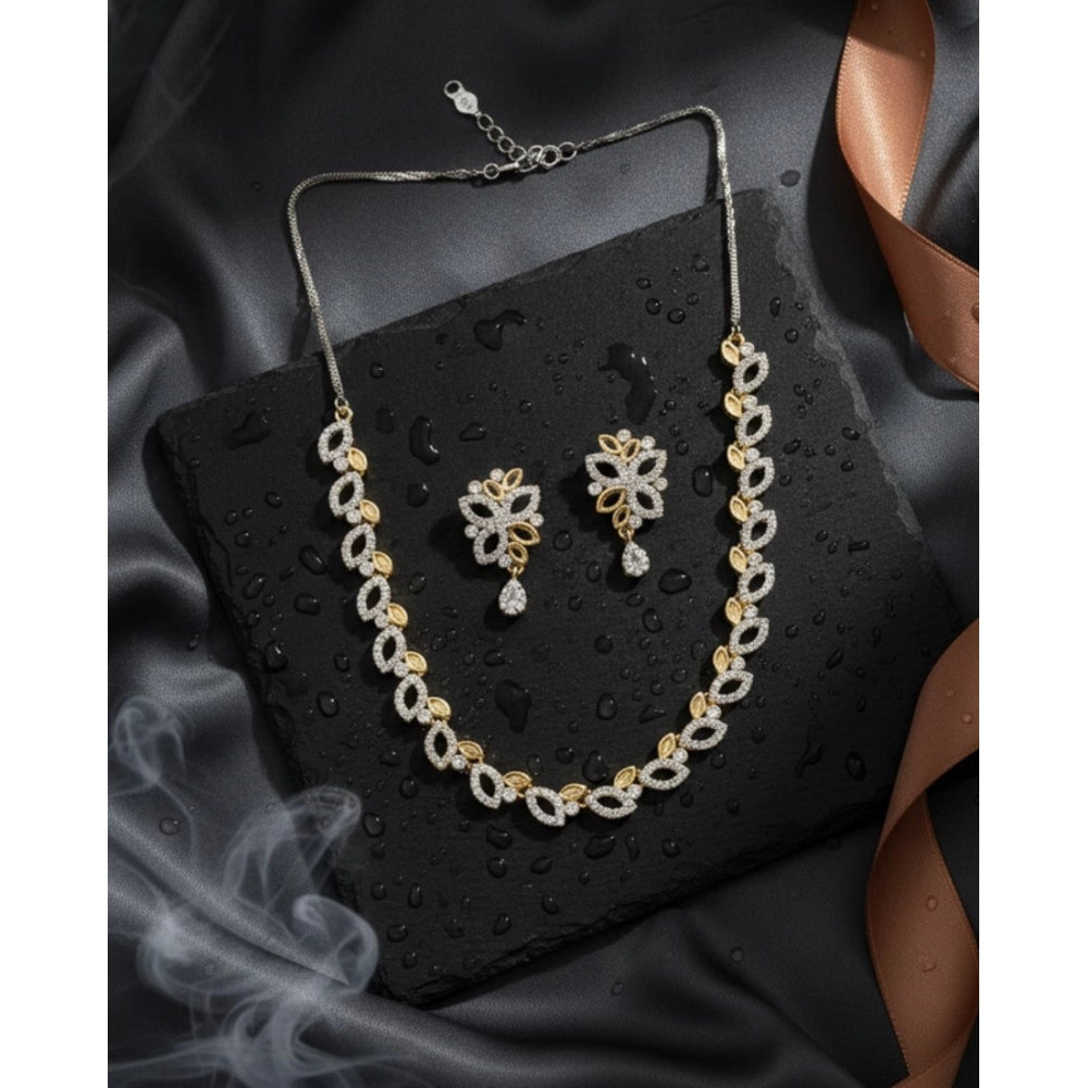 Generic Women's Brass Silver Plated Necklace set (Silver)