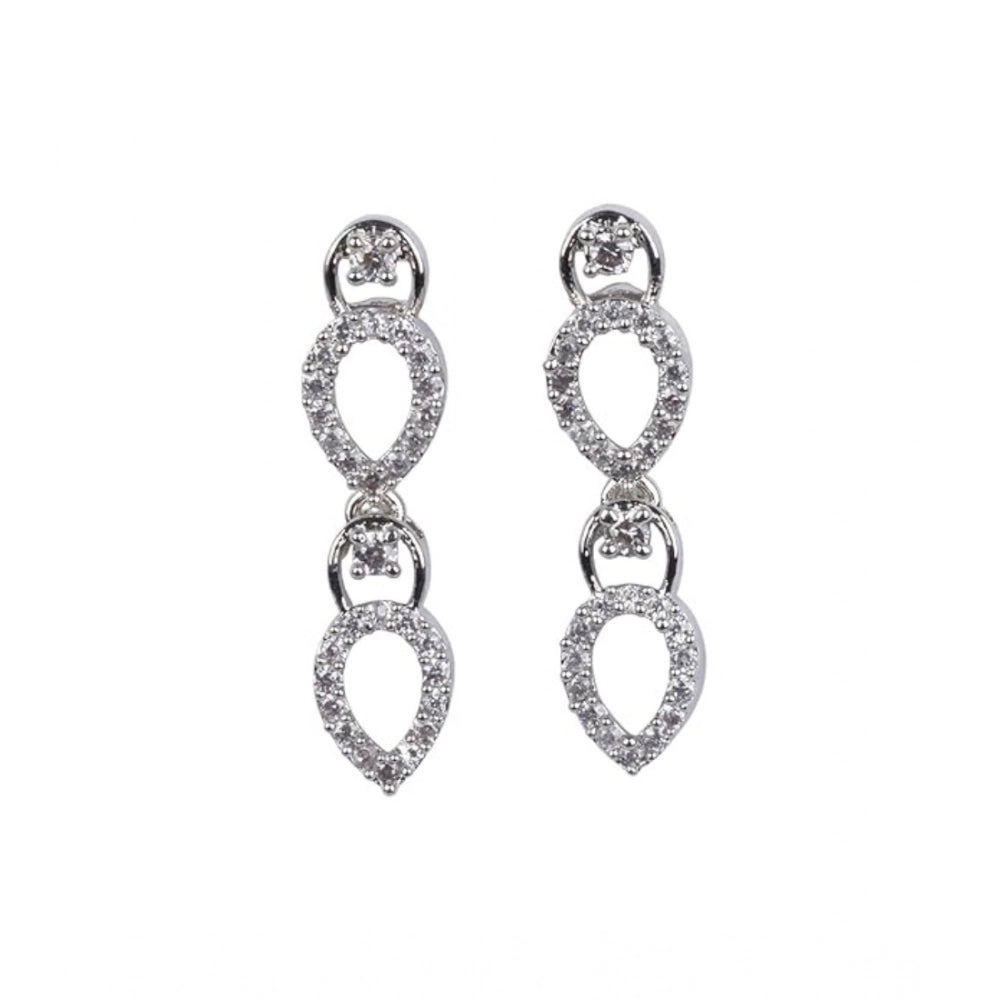 Generic Women's Brass Silver Plated Necklace set (Silver)
