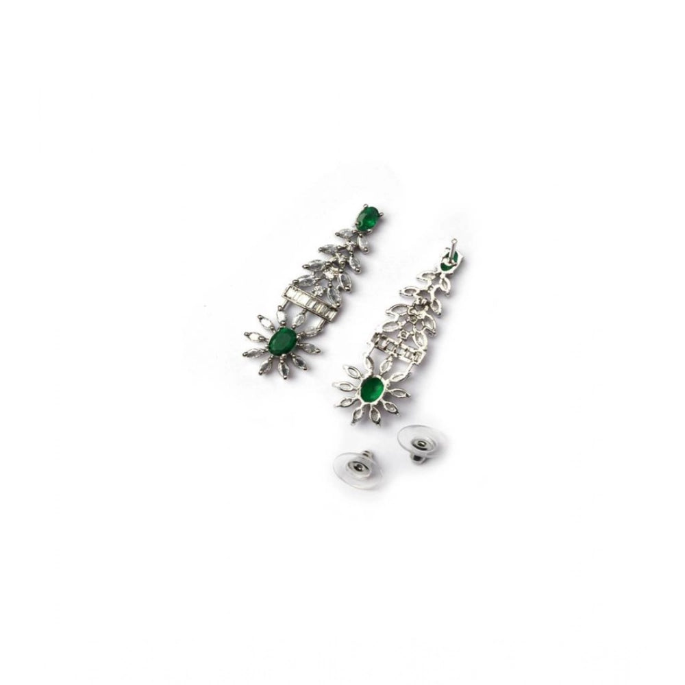 Generic Women's Brass Silver Plated Necklace set (Green)