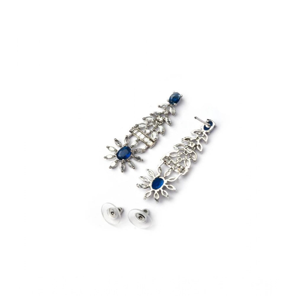 Generic Women's Brass Silver Plated Necklace set (Blue)